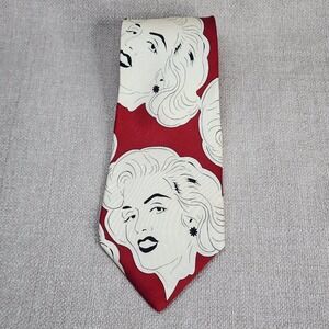 JOHN HENRY 100% Men's Silk Necktie Tie Madonna Pin-Up Woman Vintage